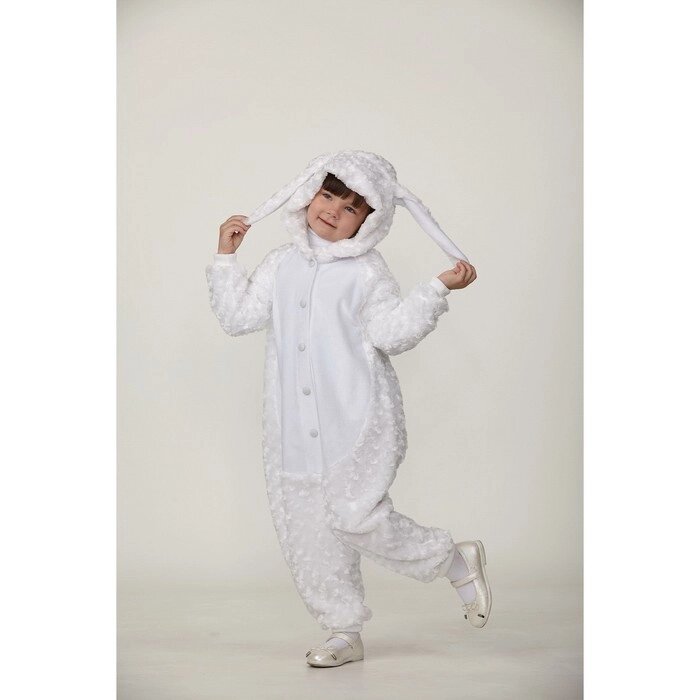 Карнавальный костюм кигуруми «Зайчик», цвет белый плюш рост 116 см от компании Интернет - магазин Flap - фото 1