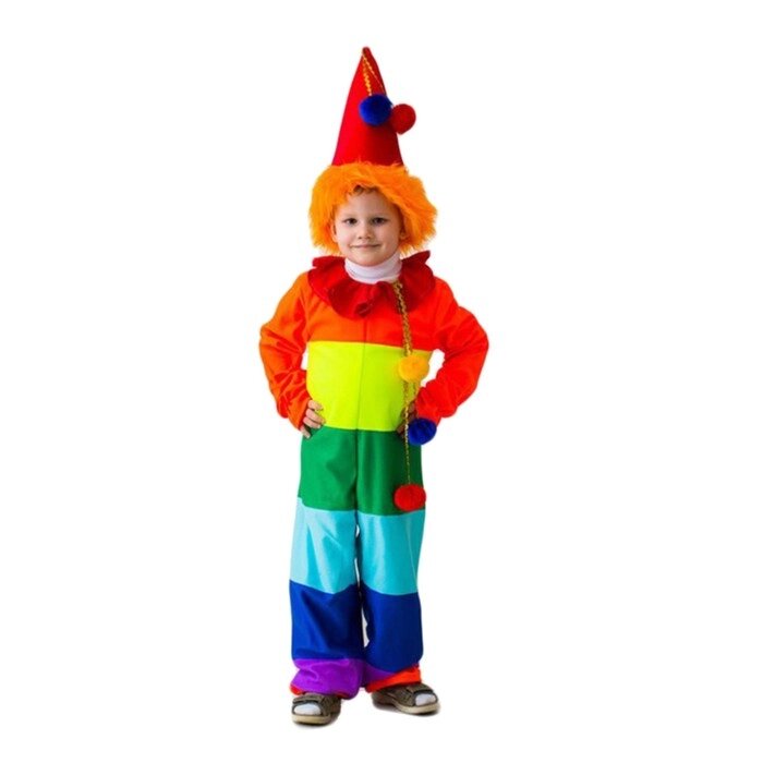 Карнавальный костюм "Клоун радужный", комбинезон, колпак с волосами, рост 122-134 см от компании Интернет - магазин Flap - фото 1