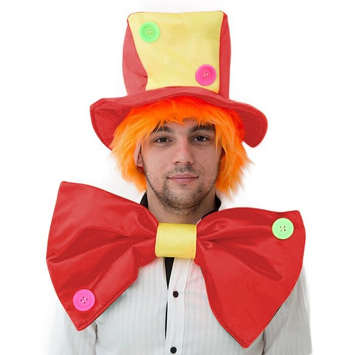 Карнавальный костюм "Клоун", шляпа с волосами, бант от компании Интернет - магазин Flap - фото 1
