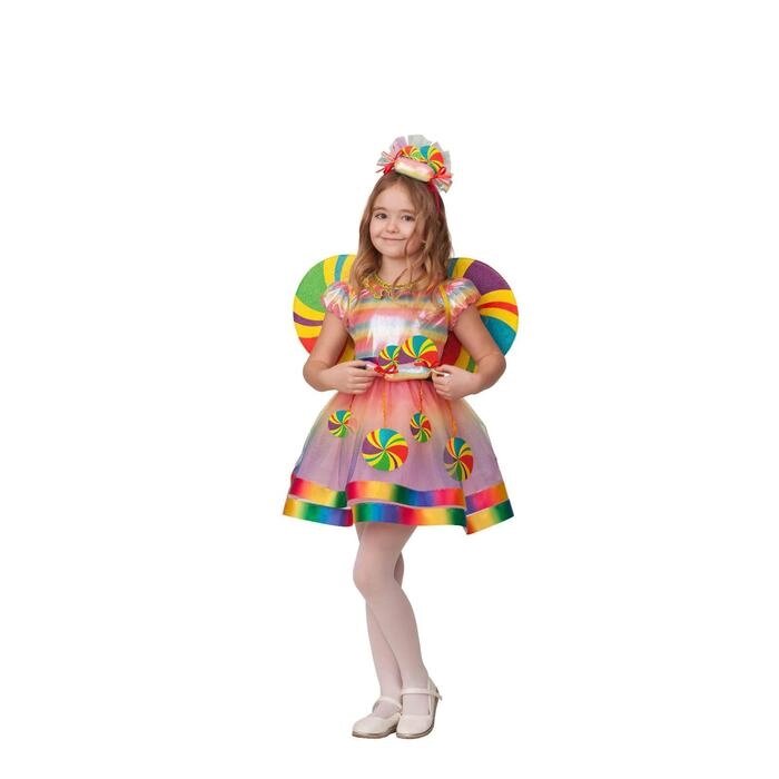 Карнавальный костюм «Конфетка», платье, головной убор, крылья, р. 28, рост 110 см от компании Интернет - магазин Flap - фото 1