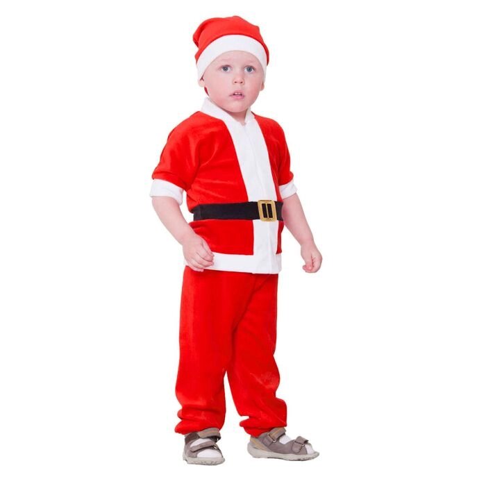 Карнавальный костюм от 1,5-3-х лет "Дед Мороз", велюр, куртка с ремнём, колпак, штаны, рост 92-98 см, цвета МИКС от компании Интернет - магазин Flap - фото 1