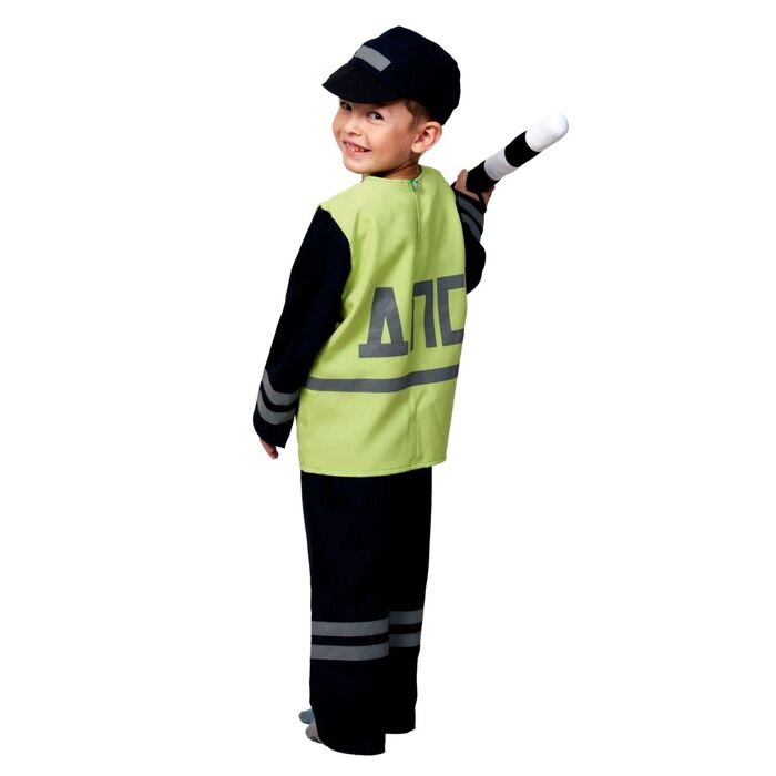 Карнавальный костюм «Полицейский ДПС», р. 30–32, рост 116–122 см: куртка, брюки, кепка, жезл от компании Интернет - магазин Flap - фото 1