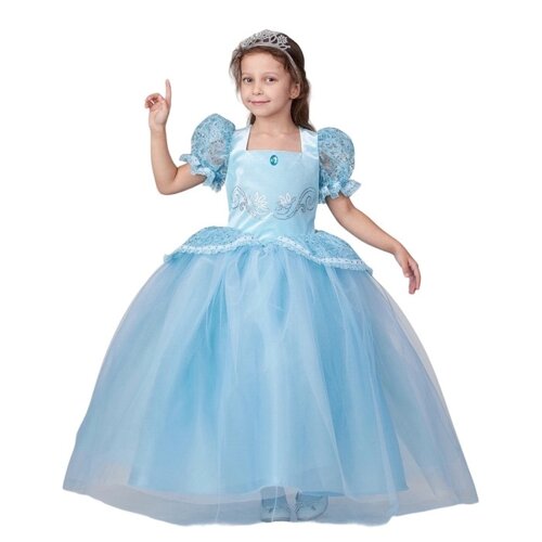 Карнавальный костюм «Принцесса Золушка», голубой, платье, диадема, рост 140–172 см