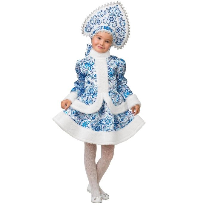 Карнавальный костюм «Снегурочка», бело-голубые узоры, размер 28, рост 110 см от компании Интернет - магазин Flap - фото 1