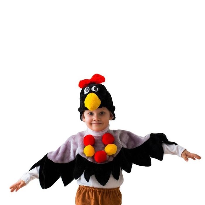 Карнавальный костюм "Ворона", шапка, воротник с крыльями, 5-7 лет, рост 122-134 см от компании Интернет - магазин Flap - фото 1