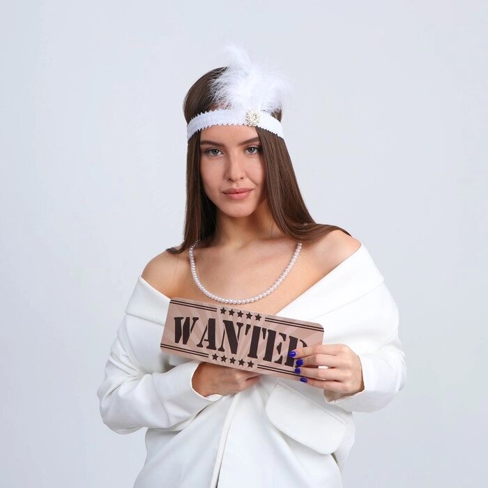 Карнавальный набор «Кокетка» повязка, бусы , табличка от компании Интернет - магазин Flap - фото 1