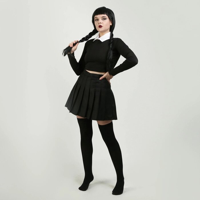 Карнавальный набор «Мрачная девчонка», р. M: парик, юбка, чулки, воротник от компании Интернет - магазин Flap - фото 1