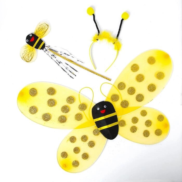 Карнавальный набор «Пчёлка», 3 предмета: ободок, крылья, жезл от компании Интернет - магазин Flap - фото 1