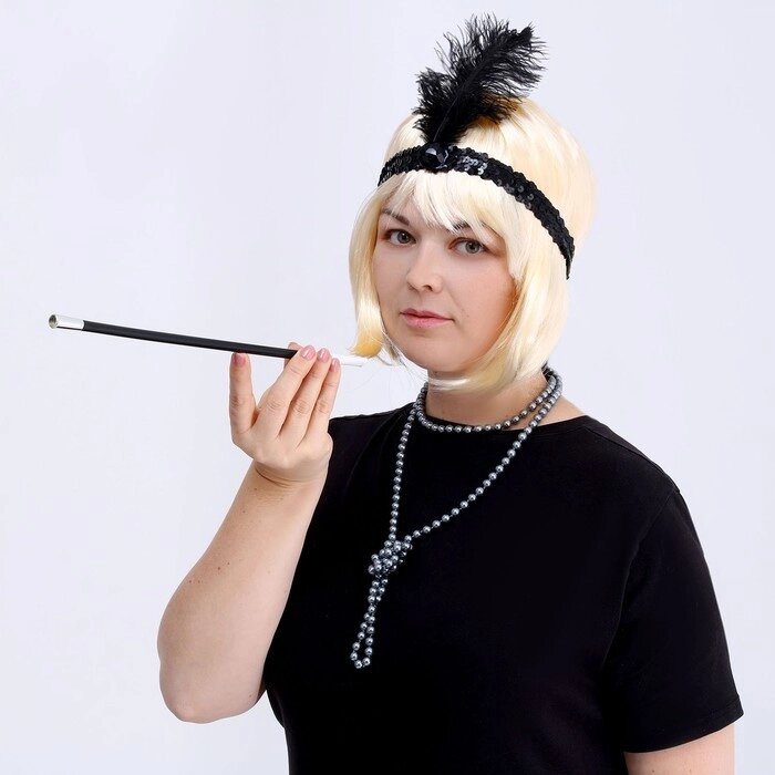 Карнавальный набор «Вечеринка Гэтсби. Блондинка», парик, повязка, бусы от компании Интернет - магазин Flap - фото 1