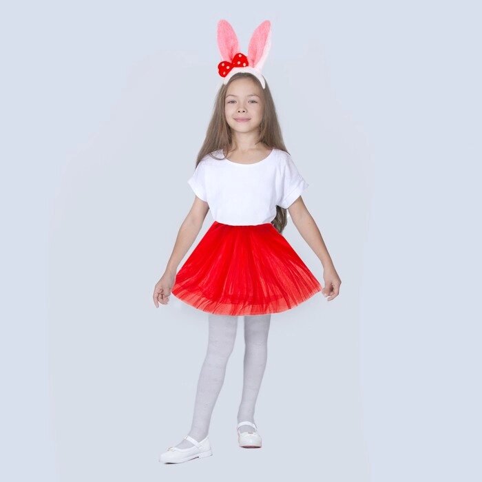 Карнавальный набор «Зайка с бантиком», ободок, юбка красная, 3-7 лет от компании Интернет - магазин Flap - фото 1