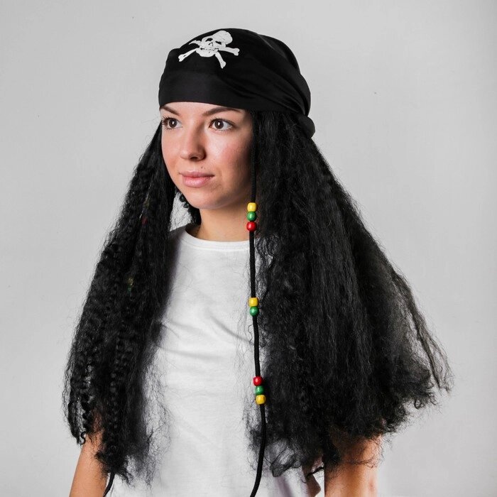 Карнавальный парик «Пират», бандана с длинными волосами, 110 г от компании Интернет - магазин Flap - фото 1