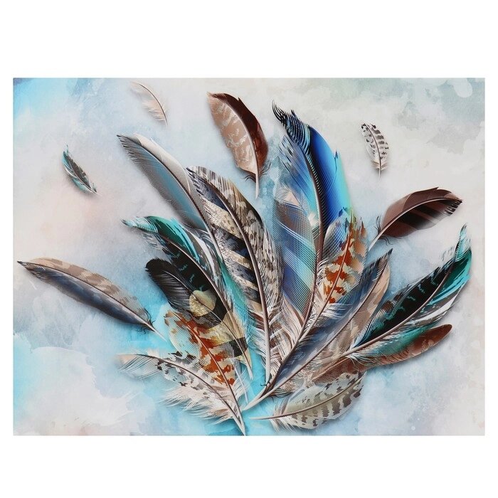 Картина-холст на подрамнике "Голубые перья" 50х70 см от компании Интернет - магазин Flap - фото 1