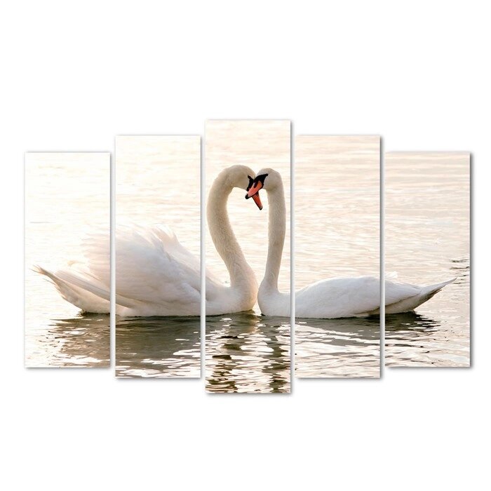 Картина модульная на подрамнике "Влюблённые лебеди" (2-25х63; 2-25х70; 1-25х80) 125х80см от компании Интернет - магазин Flap - фото 1