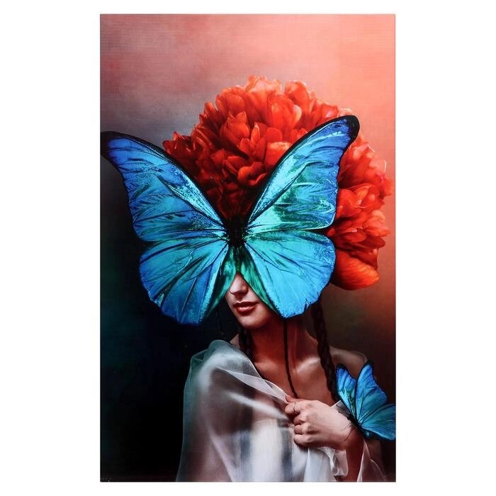 Картина на подрамнике "Голубая бабочка" 70*110 от компании Интернет - магазин Flap - фото 1