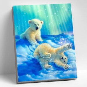 Картина по номерам, 40 50 см «Белые медвежата» 25 цветов