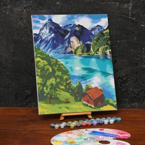 Картина по номерам на холсте с подрамником «Горное озеро» 40 50 см