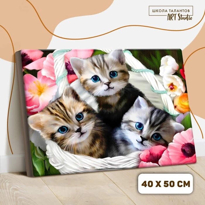 Картина по номерам на холсте с подрамником «Котята», 40 х 50 см от компании Интернет - магазин Flap - фото 1