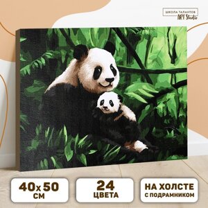 Картина по номерам на холсте с подрамником «Панды. Мама и малыш» 40 50 см