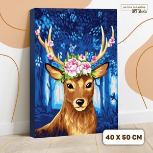 Картина по номерам на холсте с подрамником «Сказочный олень» 40 50 см
