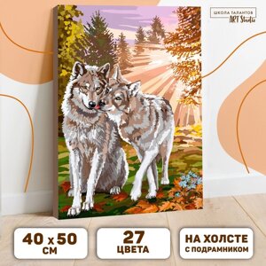 Картина по номерам на холсте с подрамником «Волки» 40 50 см