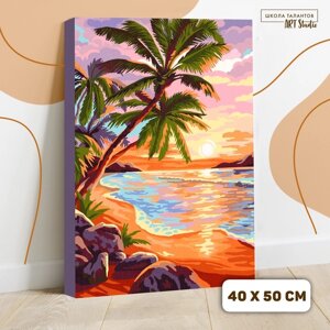 Картина по номерам на холсте с подрамником «Закат на море» 40 50 см