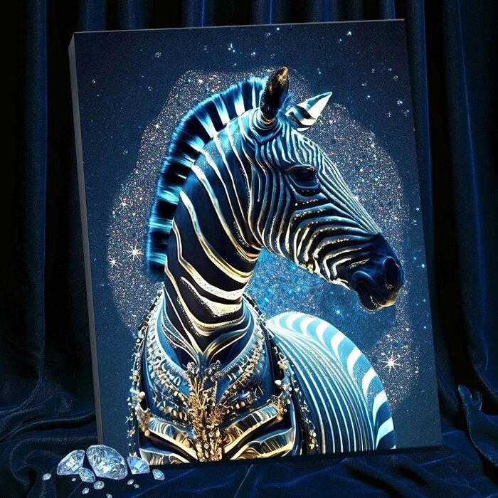 Картина по номерам с кристаллами из хрусталя, 40  50 см «Мифическая зебра» 19 цветов от компании Интернет - магазин Flap - фото 1