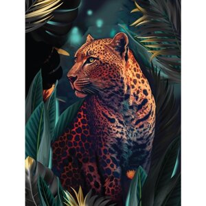 Картина по номерам с подрамником и гирляндой «Леопард», 30 х 40 см