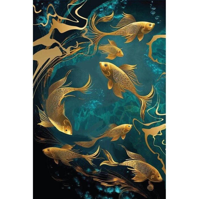 Картина по номерам с подрамником и поталью «Золотые рыбки», 20 х 30 см от компании Интернет - магазин Flap - фото 1