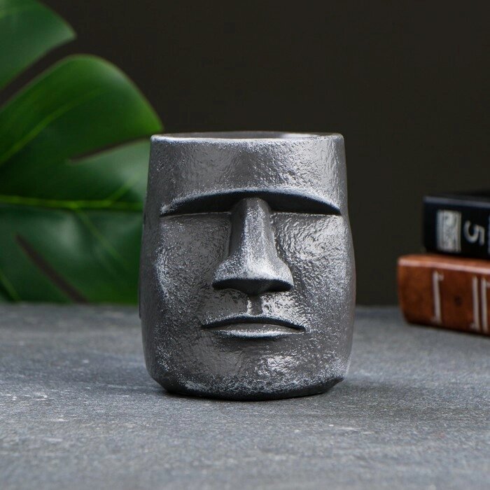 Кашпо - органайзер "Истукан моаи" серый камень, 10см от компании Интернет - магазин Flap - фото 1