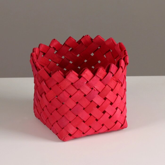 Кашпо плетеное, D14хН11,5см, красный от компании Интернет - магазин Flap - фото 1