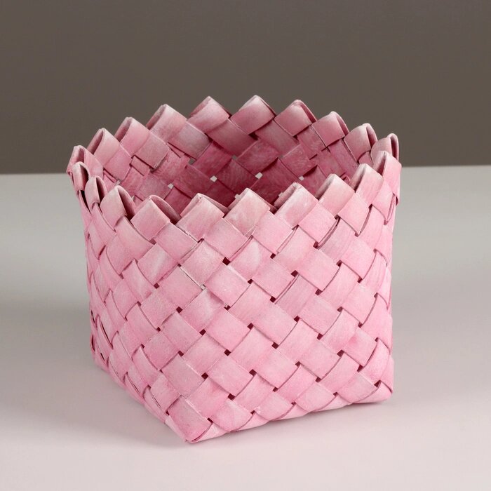 Кашпо плетеное, D14хН11,5см, розовый от компании Интернет - магазин Flap - фото 1