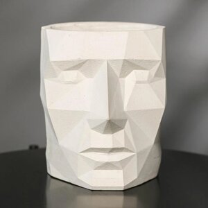 Кашпо полигональное «Голова», цвет белый, 16 20 см