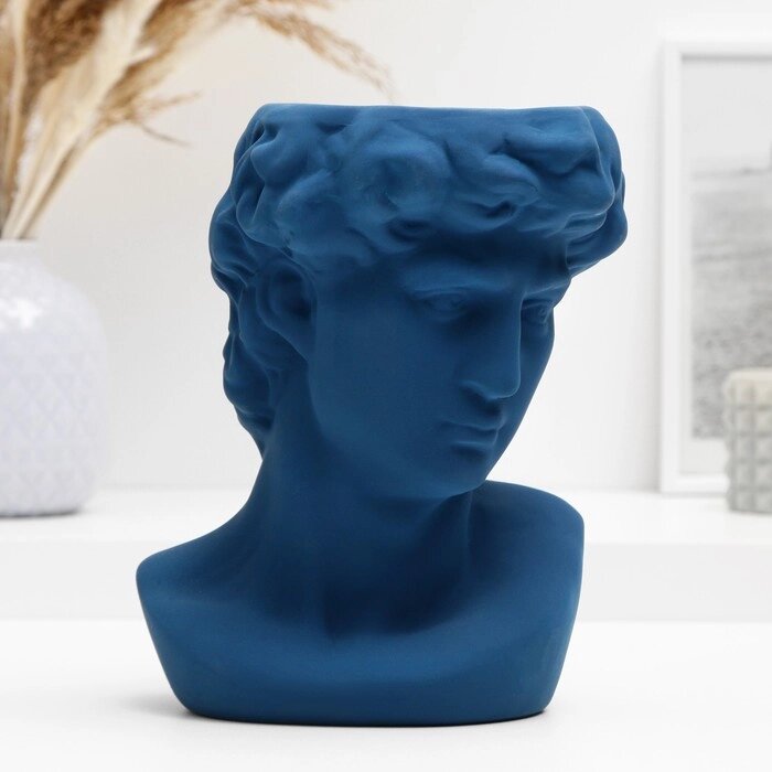 Кашпо - ваза "Голова Давида" синее, 22*16*14 см от компании Интернет - магазин Flap - фото 1