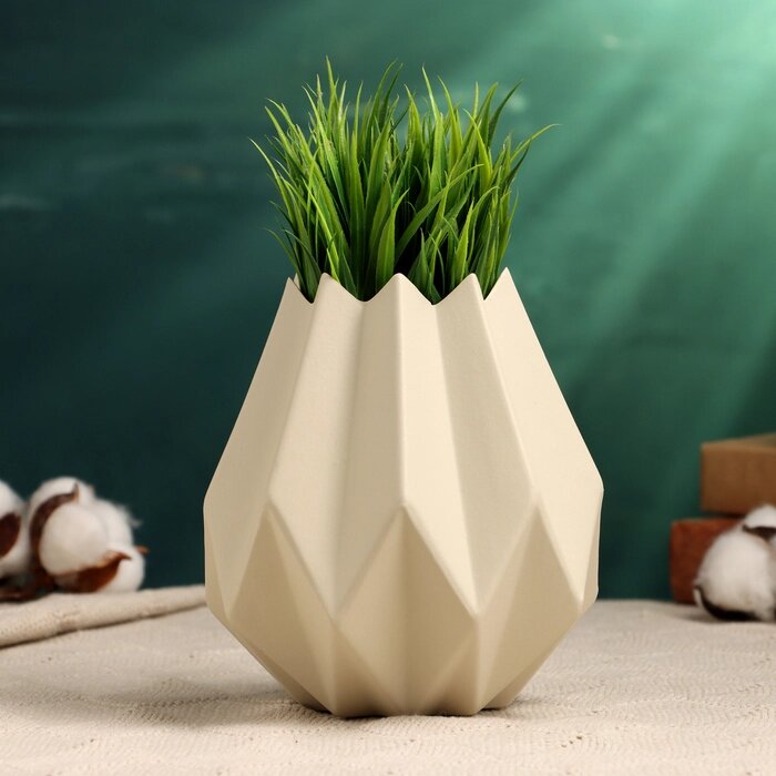 Кашпо - ваза "Треугольники" 13х13х14см, белое от компании Интернет - магазин Flap - фото 1