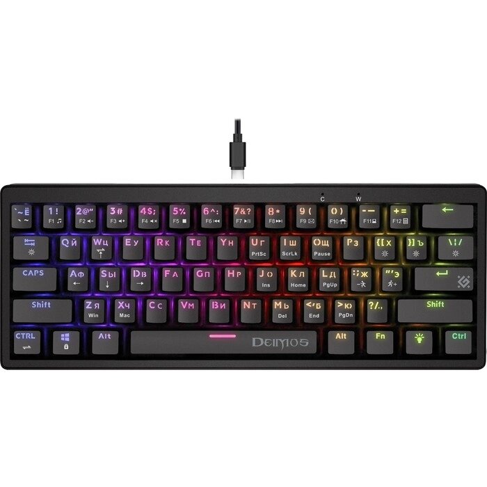 Клавиатура Defender GK-303, игровая, проводная, механическая, подсветка,104 клавиши, USB, черная от компании Интернет - магазин Flap - фото 1