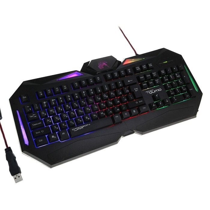 Клавиатура Qumo Dragon War Spirit, игровая, проводная, подсветка, 104 клавиши, USB, чёрная от компании Интернет - магазин Flap - фото 1