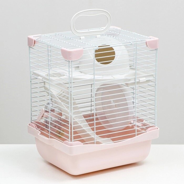 Клетка для грызунов укомплектованная, 23 х 19 х 28 см, розовая от компании Интернет - магазин Flap - фото 1