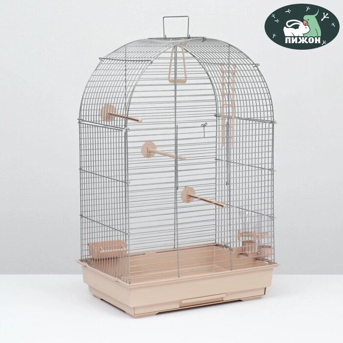 Клетка для птиц "Пижон" №101, хром , укомплектованная, 41 х 30 х 65 см, бежевая от компании Интернет - магазин Flap - фото 1