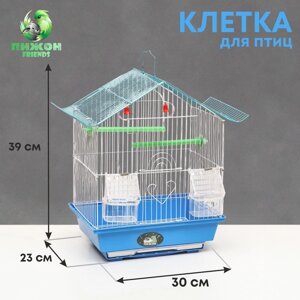 Клетка для птиц укомплектованная Bd-1/1d, 30 х 23 х 39 см, голубая