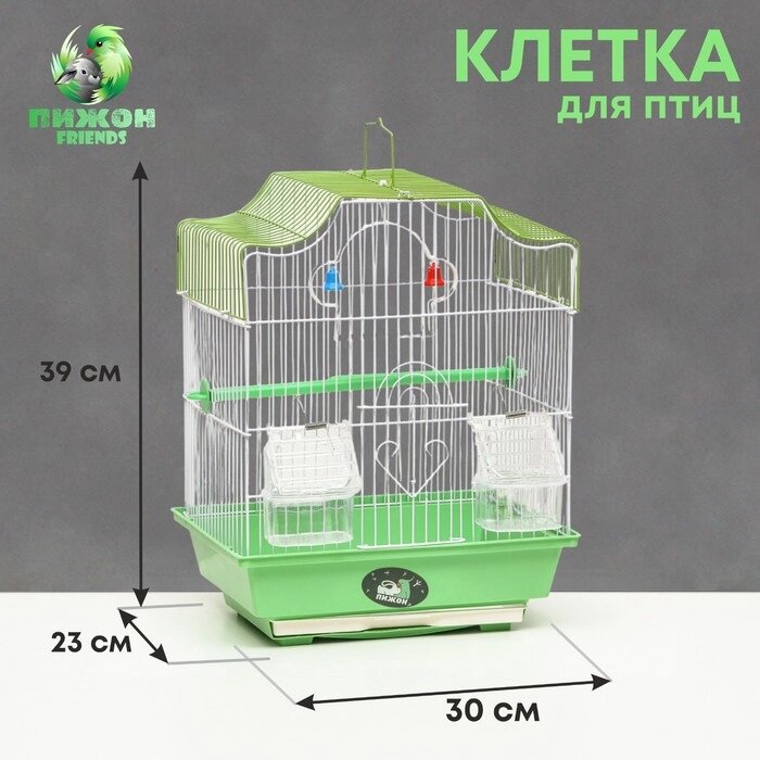 Клетка для птиц укомплектованная Bd-1/4f, 30 х 23 х 39 см, зелёная от компании Интернет - магазин Flap - фото 1