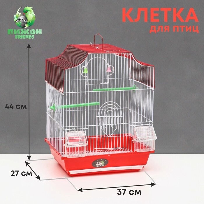 Клетка для птиц укомплектованная Bd-2/4f, 34 х 27 х 44 см, красная от компании Интернет - магазин Flap - фото 1