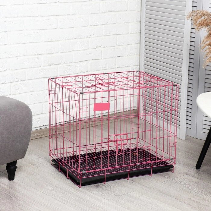 Клетка для собак 61 х 42 х 50 см, розовая от компании Интернет - магазин Flap - фото 1