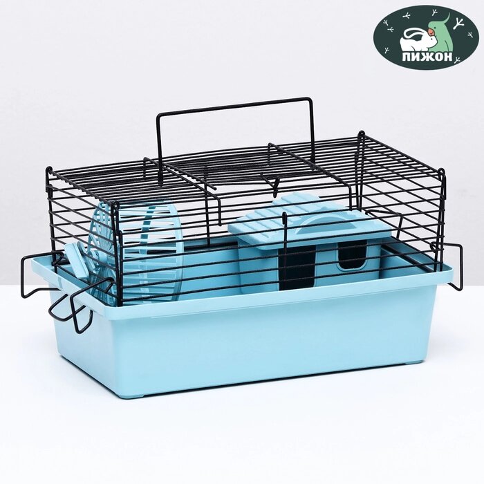 Клетка-мини для грызунов "Пижон" №1, укомплектованная, 27 х 15 х 13 см, бирюзовая от компании Интернет - магазин Flap - фото 1
