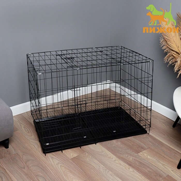 Клетка с люком для собак и кошек, 100 х 60 х 70 см, чёрная от компании Интернет - магазин Flap - фото 1