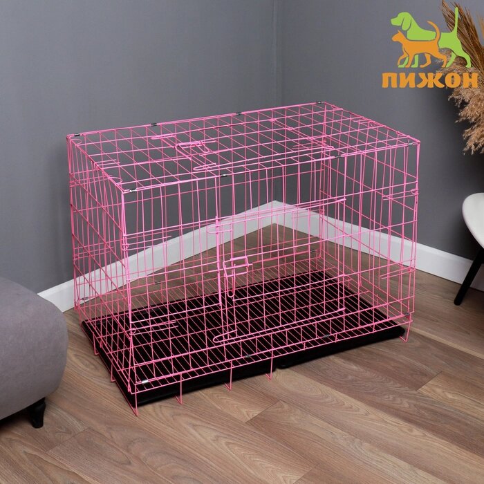 Клетка с люком для собак и кошек, 100 х 60 х 70 см, розовая от компании Интернет - магазин Flap - фото 1