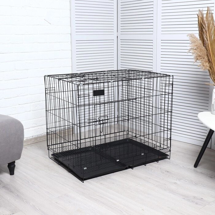 Клетка с люком для собак и кошек, 85 х 60 х 70 см, чёрная от компании Интернет - магазин Flap - фото 1