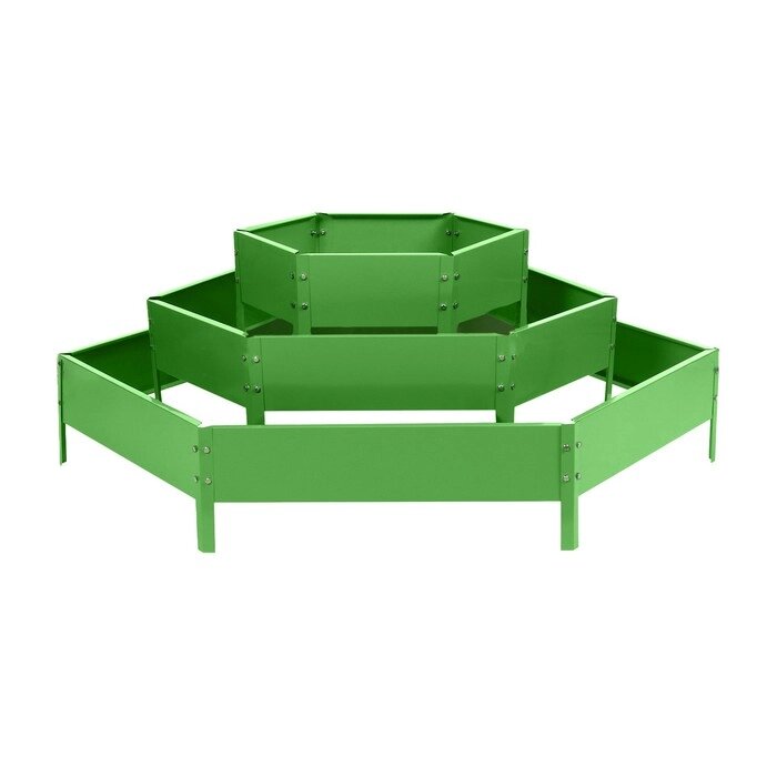 Клумба оцинкованная, 3 яруса, d = 60–100–140 см, h = 45 см, зелёная, Greengo от компании Интернет - магазин Flap - фото 1