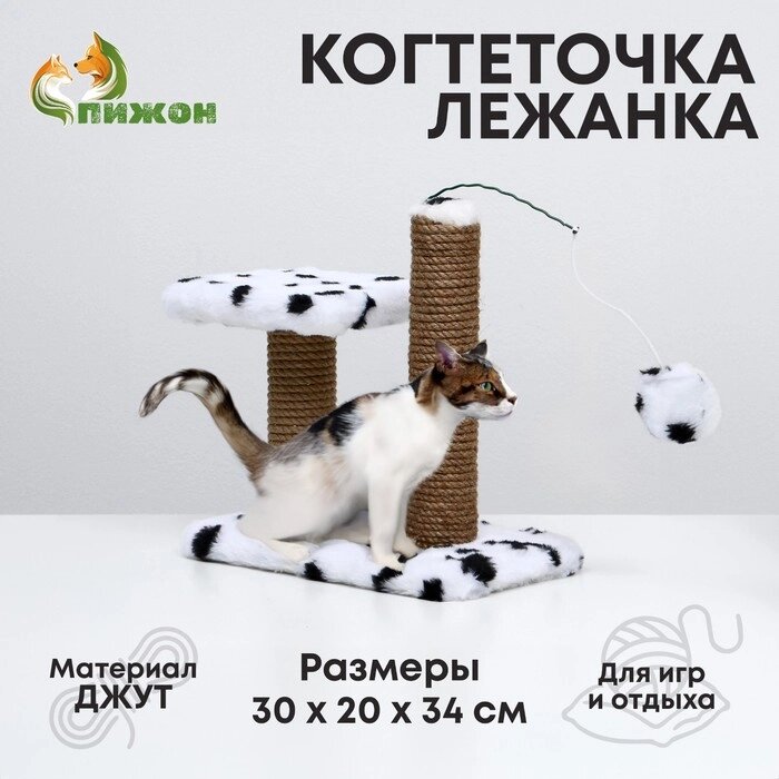 Когтеточка для котят двойная, 30 х 20 х 34 см, джут, далматинец от компании Интернет - магазин Flap - фото 1