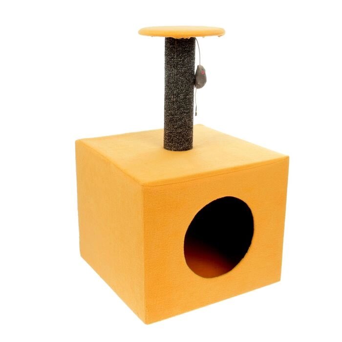 Когтеточка "Столбик", куб с площадкой, 35 х 30 х 85 см, микс цветов от компании Интернет - магазин Flap - фото 1