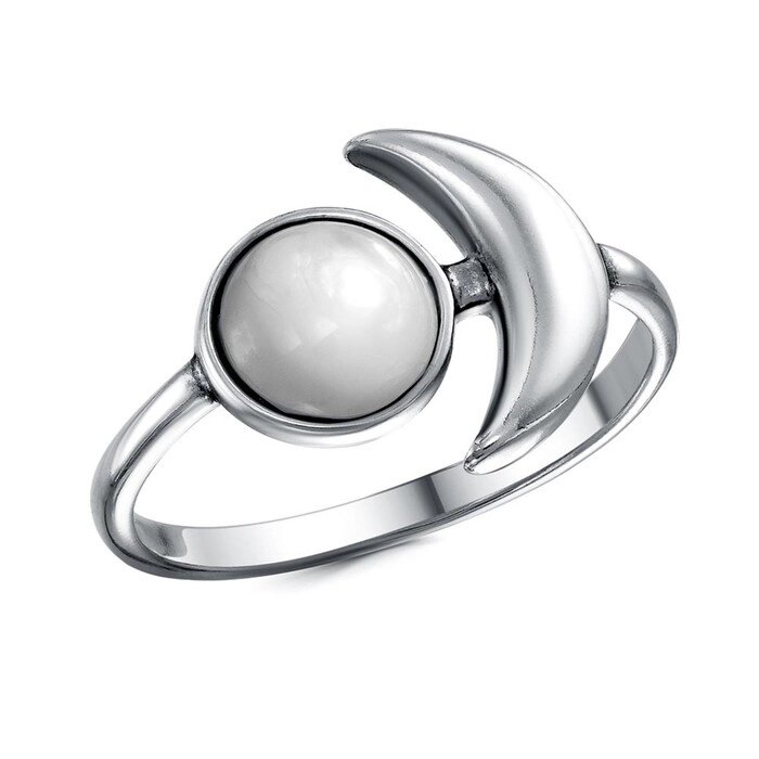 Кольцо «Перламутр» Луна, посеребрение с оксидированием, 17,5 размер от компании Интернет - магазин Flap - фото 1